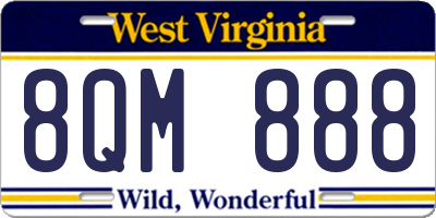 WV license plate 8QM888
