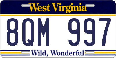 WV license plate 8QM997