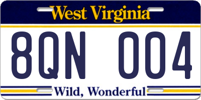 WV license plate 8QN004