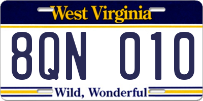 WV license plate 8QN010
