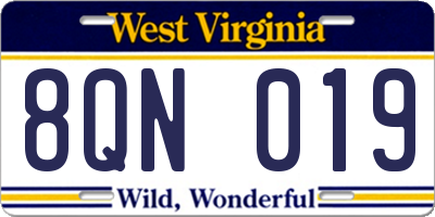 WV license plate 8QN019