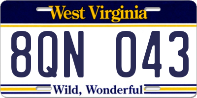 WV license plate 8QN043