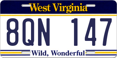 WV license plate 8QN147