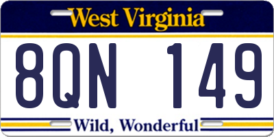 WV license plate 8QN149