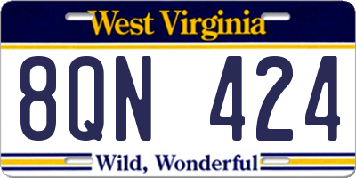 WV license plate 8QN424