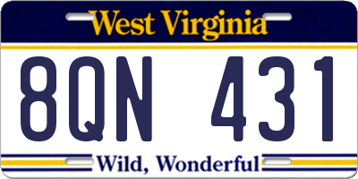WV license plate 8QN431