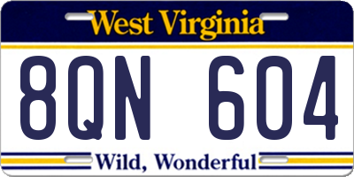 WV license plate 8QN604