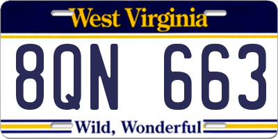 WV license plate 8QN663