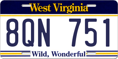 WV license plate 8QN751