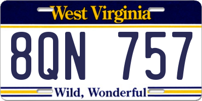 WV license plate 8QN757
