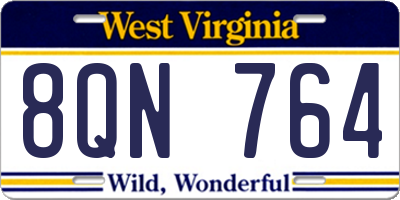 WV license plate 8QN764