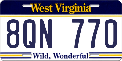 WV license plate 8QN770