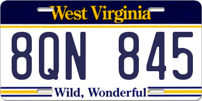 WV license plate 8QN845
