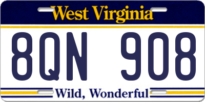 WV license plate 8QN908