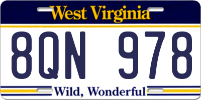 WV license plate 8QN978