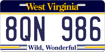 WV license plate 8QN986