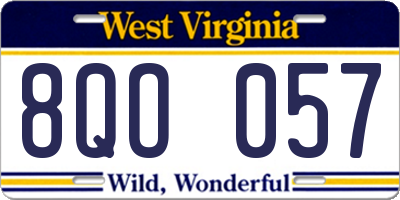 WV license plate 8QO057
