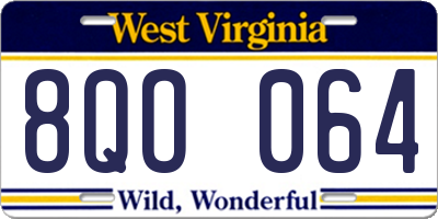 WV license plate 8QO064