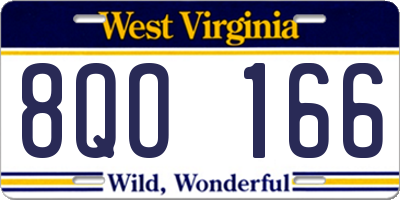 WV license plate 8QO166