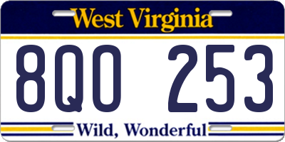 WV license plate 8QO253