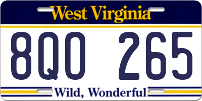 WV license plate 8QO265