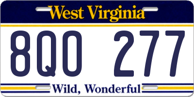 WV license plate 8QO277