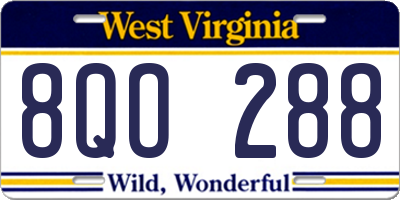 WV license plate 8QO288