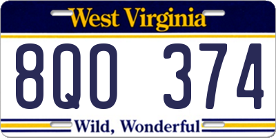 WV license plate 8QO374