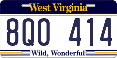 WV license plate 8QO414