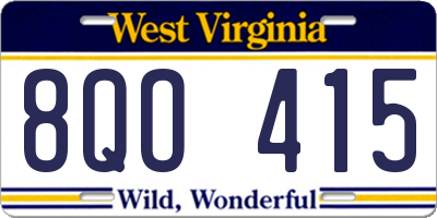 WV license plate 8QO415