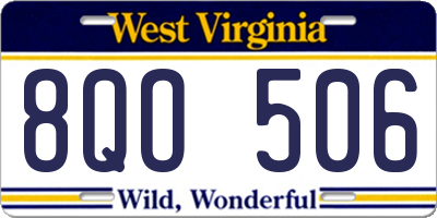 WV license plate 8QO506