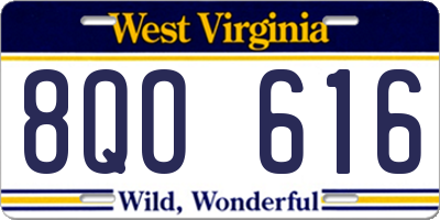WV license plate 8QO616