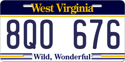 WV license plate 8QO676