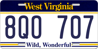 WV license plate 8QO707