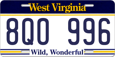 WV license plate 8QO996