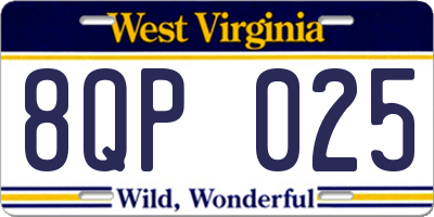 WV license plate 8QP025