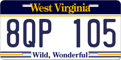 WV license plate 8QP105