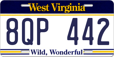 WV license plate 8QP442