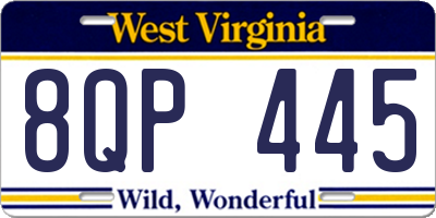 WV license plate 8QP445
