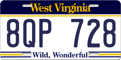 WV license plate 8QP728