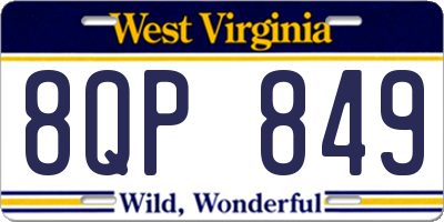 WV license plate 8QP849