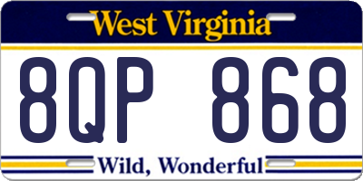 WV license plate 8QP868