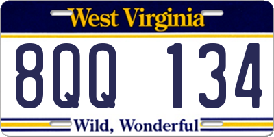 WV license plate 8QQ134