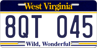 WV license plate 8QT045