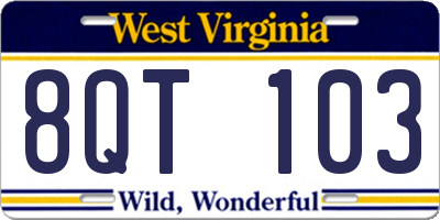 WV license plate 8QT103