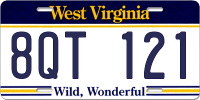 WV license plate 8QT121