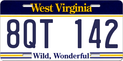 WV license plate 8QT142