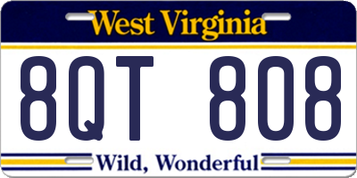 WV license plate 8QT808