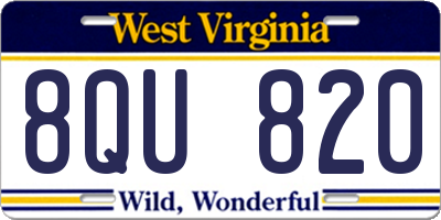 WV license plate 8QU820