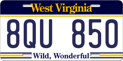 WV license plate 8QU850